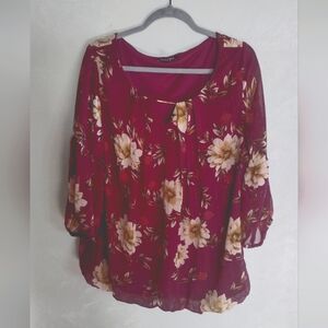 Elegant Burgundy Floral Blouse